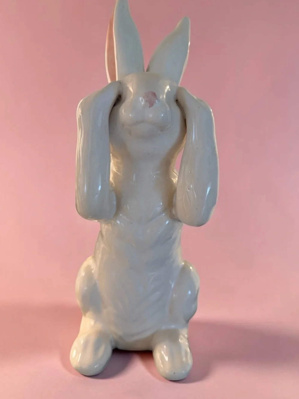Vintage old pottery see no evil rabbit bunny